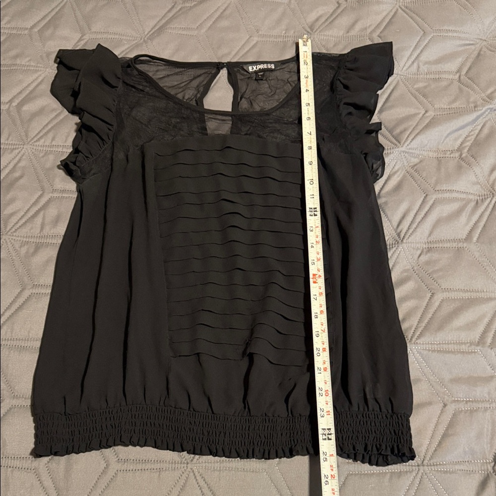 Express Black Lace Ruffle Blouse